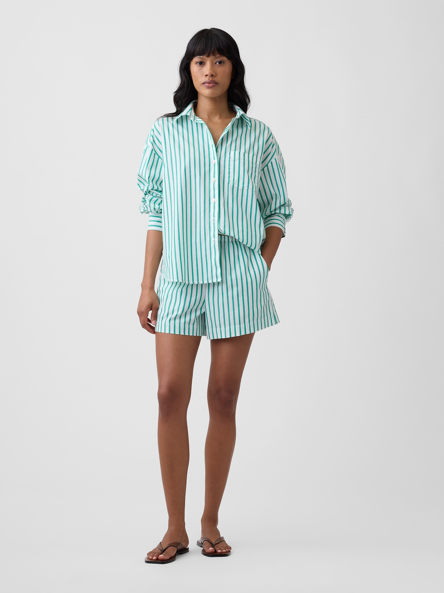 Relaxed Pull-On Poplin Shorts