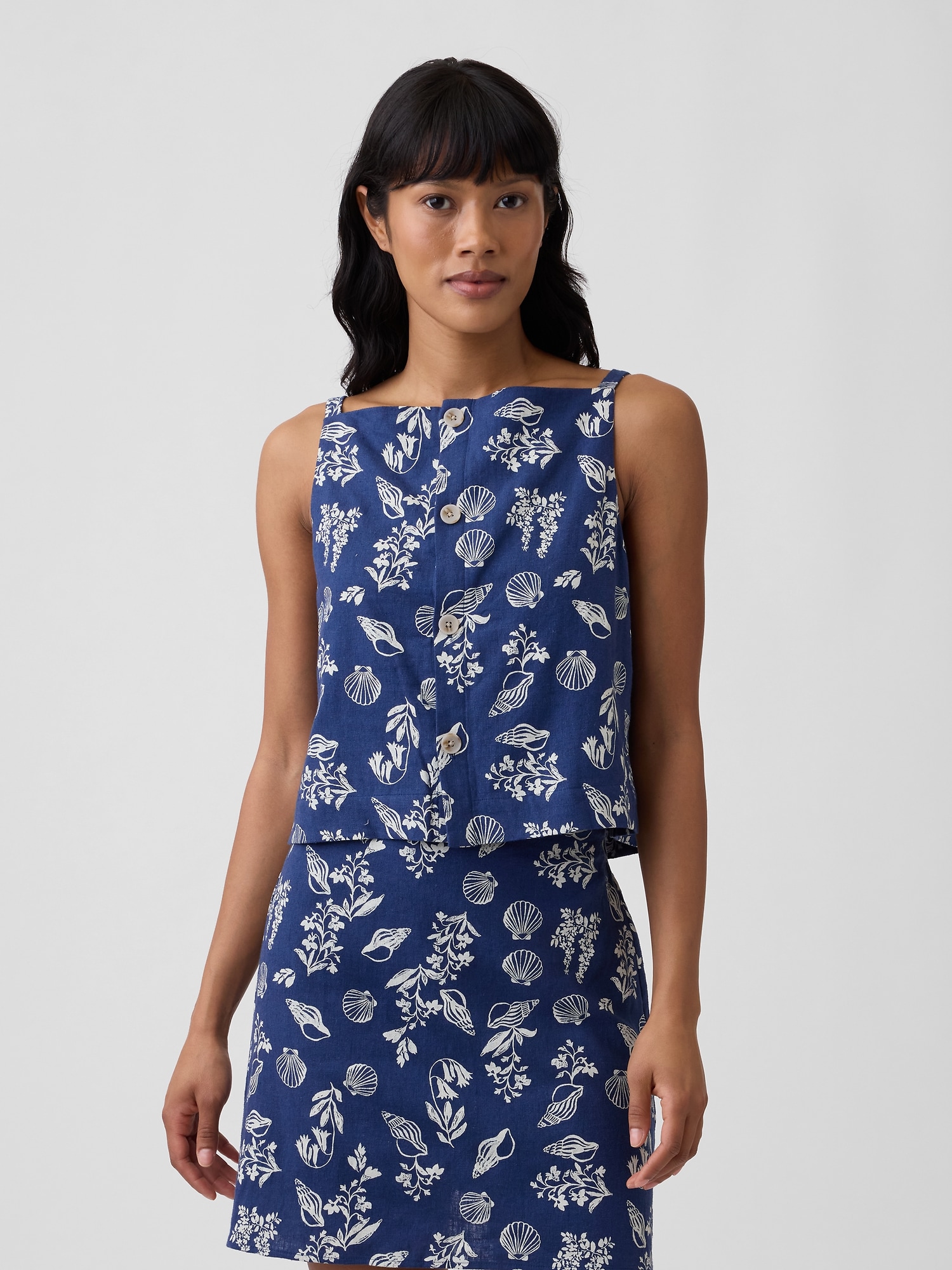 Linen-Blend Apron Top