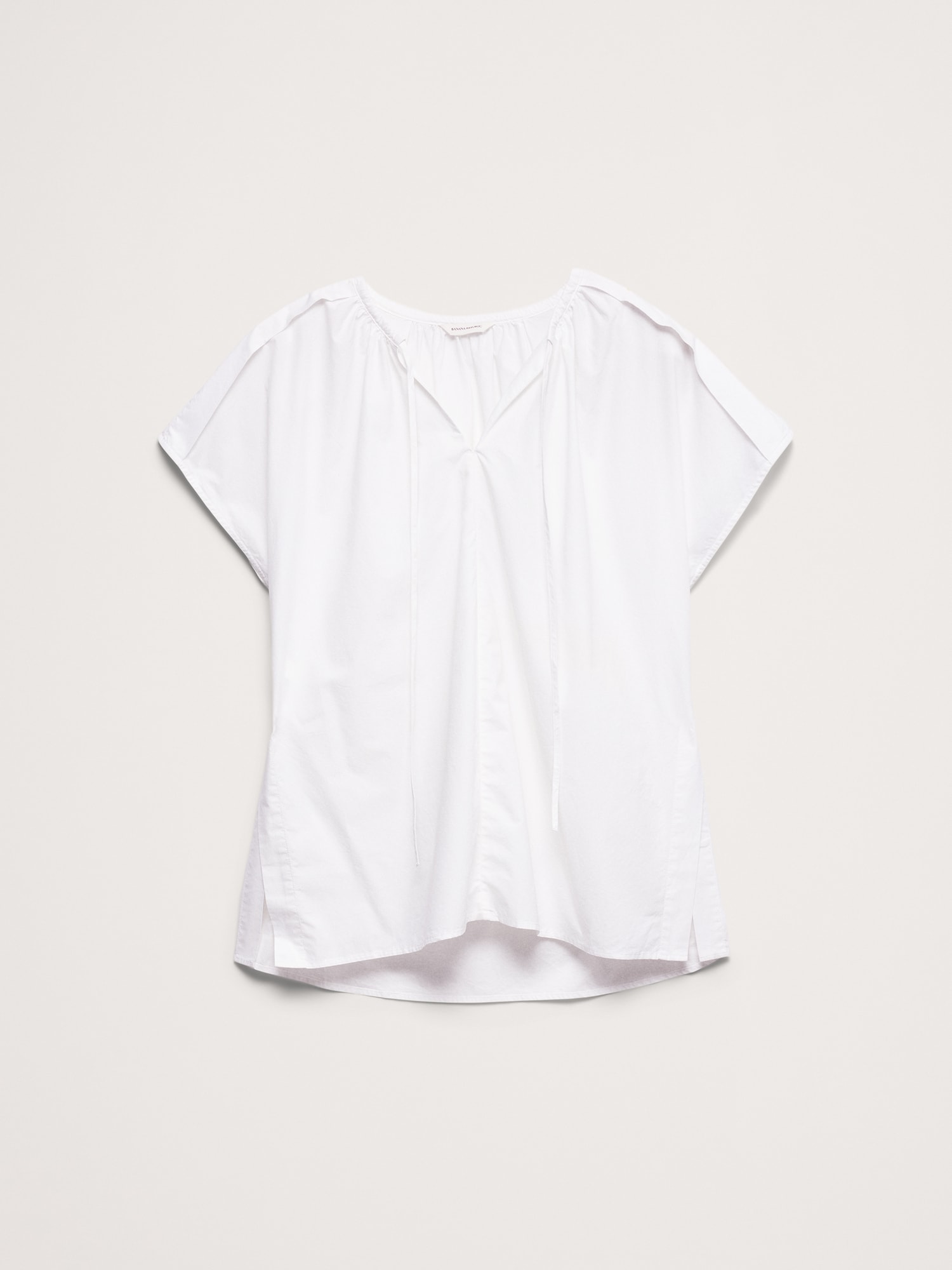 コットン ポプリン スプリットネック チュニック-3