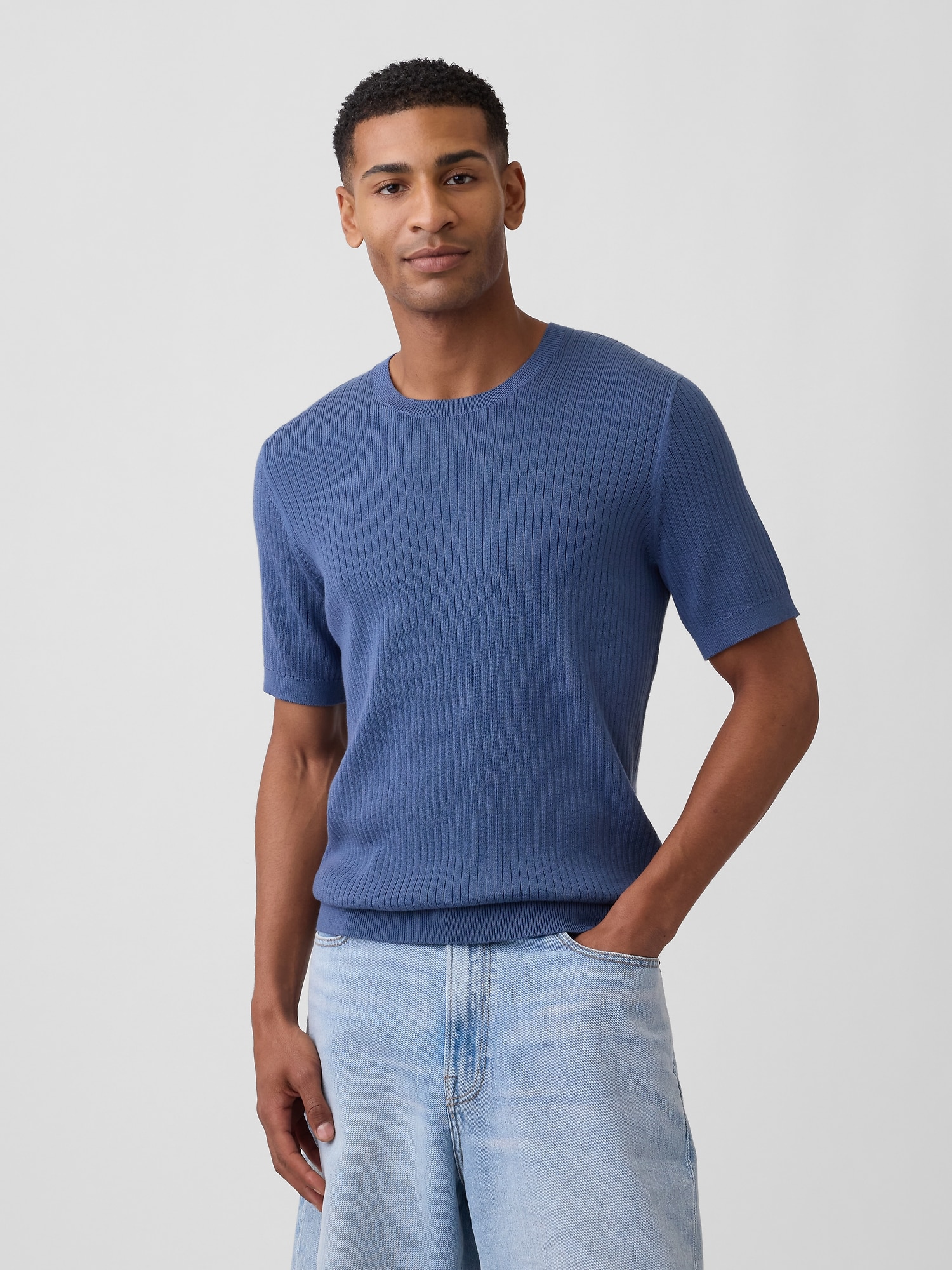 Ribbed Crewneck Sweater T-Shirt