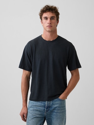 コットンリネン オーバーサイズ クロップドTシャツ