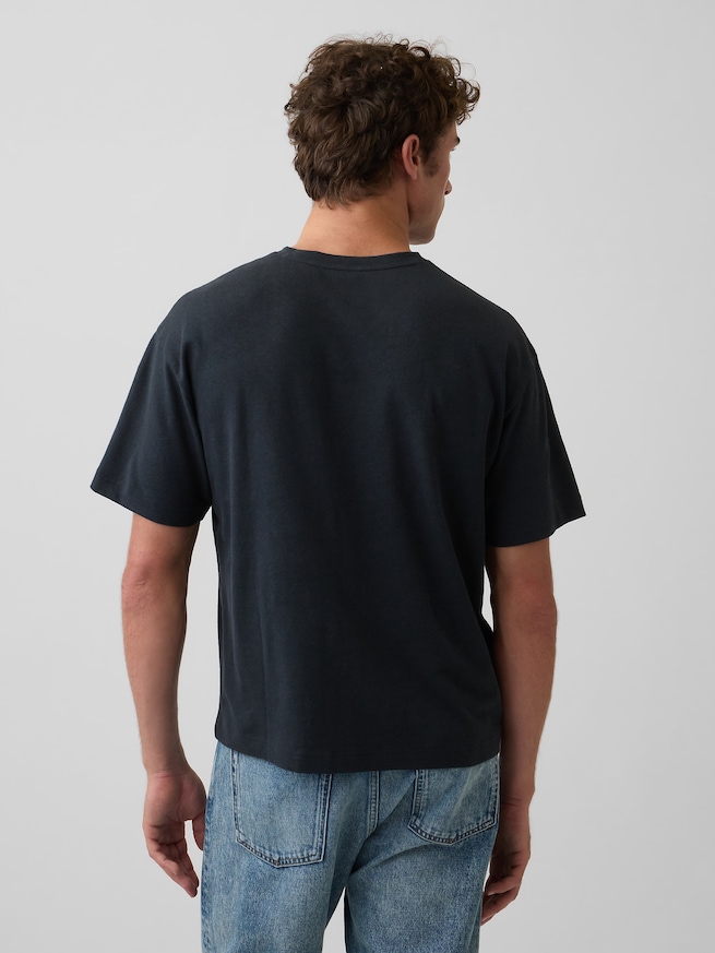 コットンリネン オーバーサイズ クロップドTシャツ-2