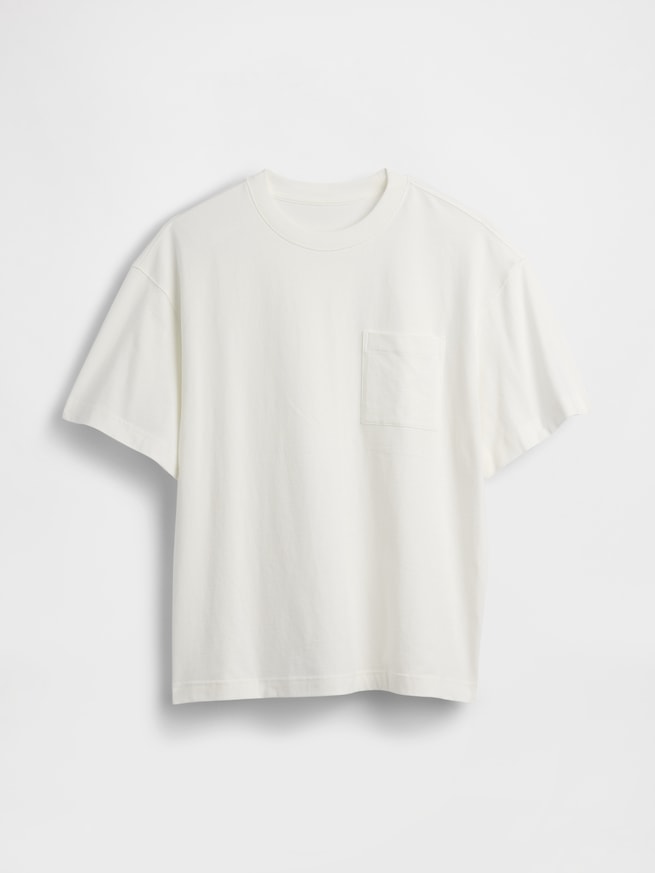 オーバーサイズ クロップド ポケットTシャツ-4