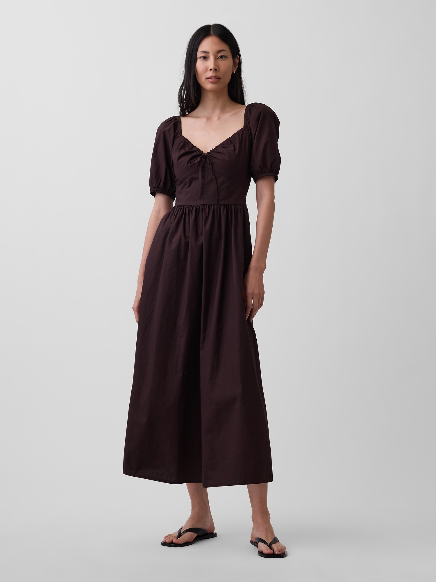 Puff-Sleeve Corset Maxi Dress