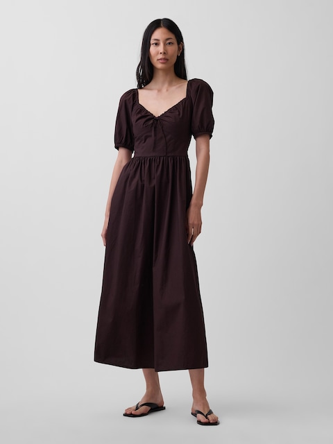 Puff-Sleeve Corset Maxi Dress