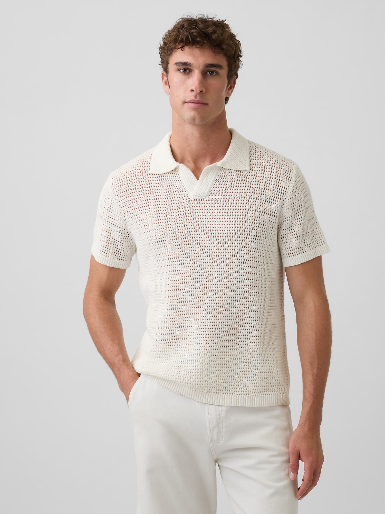 Mesh Polo Sweater