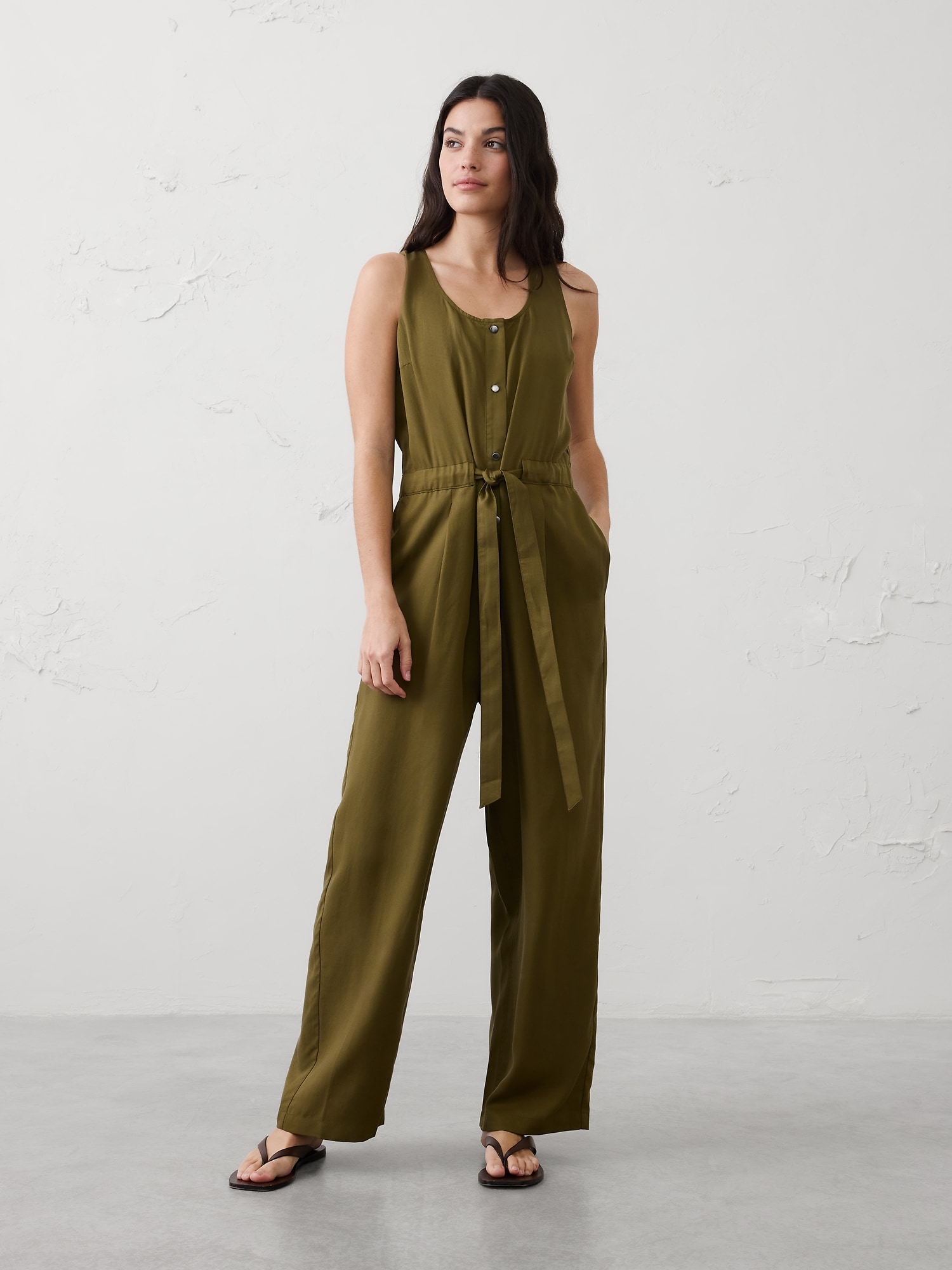 Tencel Cinch-Waist Jumpsuit