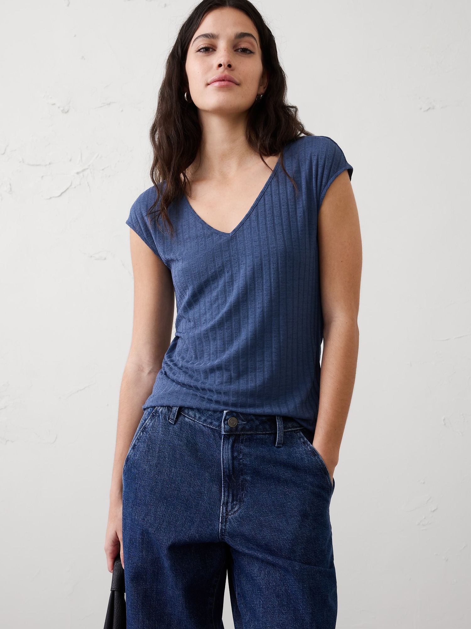 Ribbed V-Neck Top