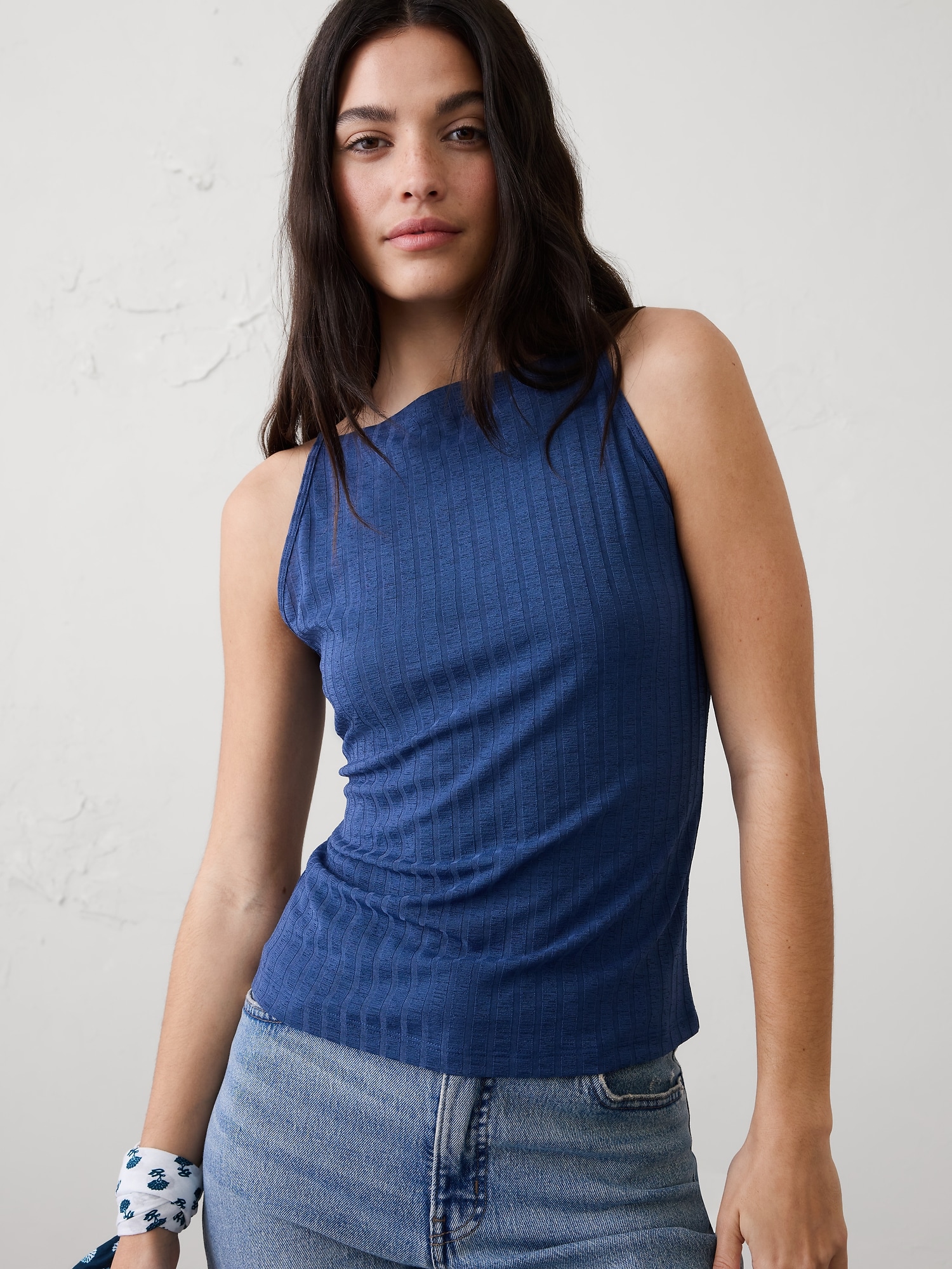 Ribbed High-Neck Top
