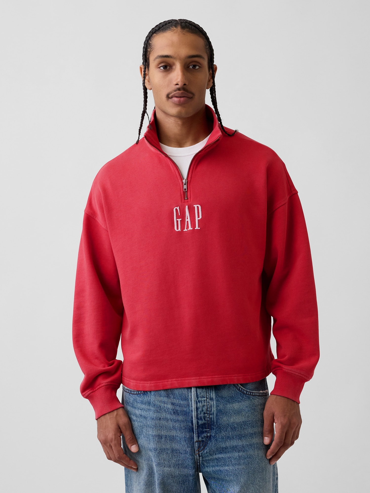 Heavyweight Oversized Logo Quarter-Zip Pullover