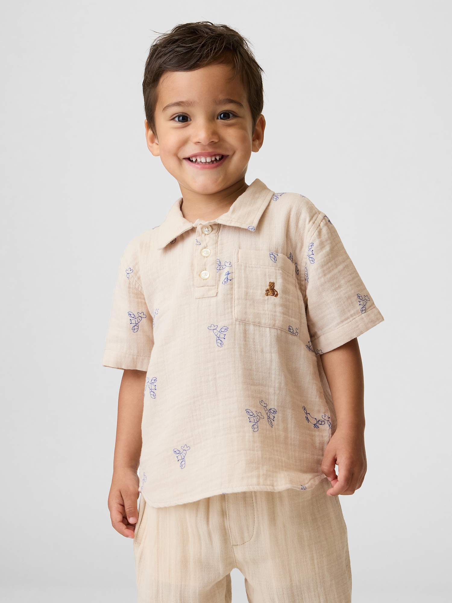 Baby & Toddler Cotton Gauze Print Polo Shirt