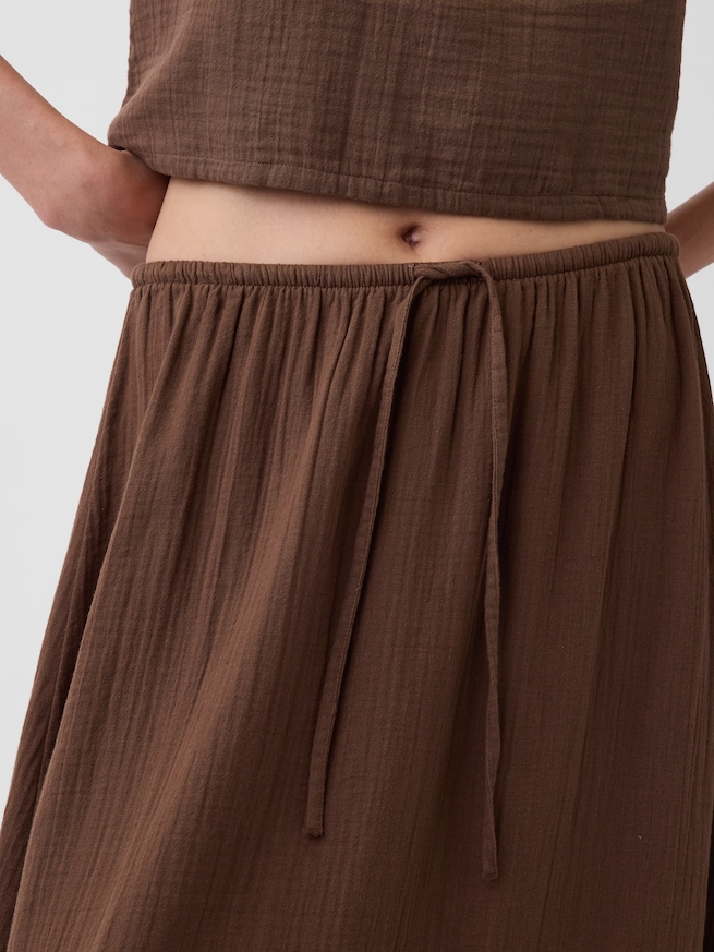 ハイライズ コットンガーゼ イージーウエスト ティアード マキシスカート-3