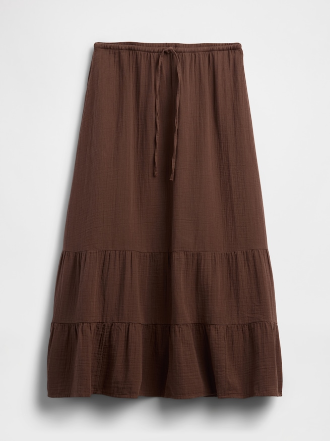 ハイライズ コットンガーゼ イージーウエスト ティアード マキシスカート-4