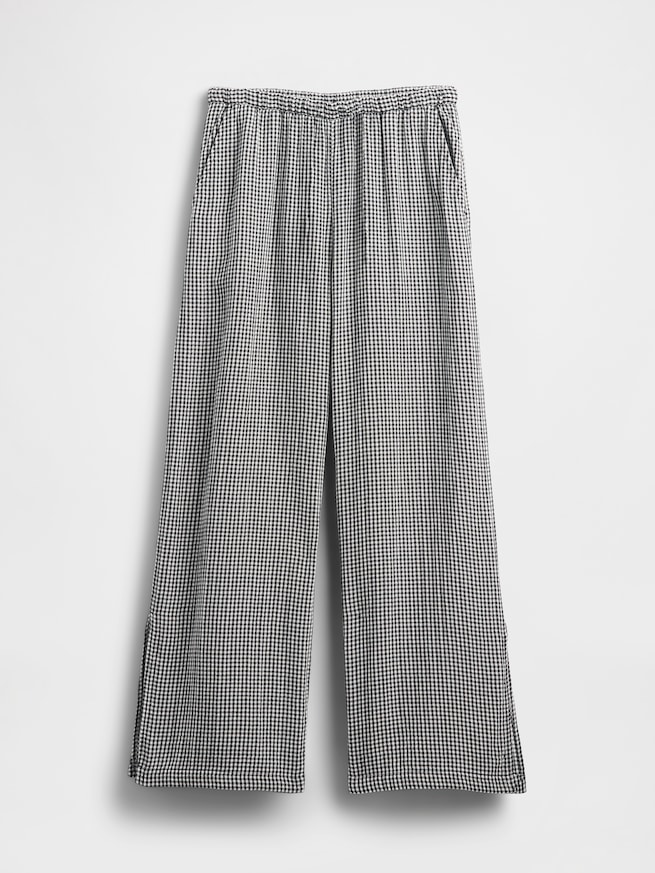 コットンガーゼ イージーウエスト スプリットヘム パンツ-4