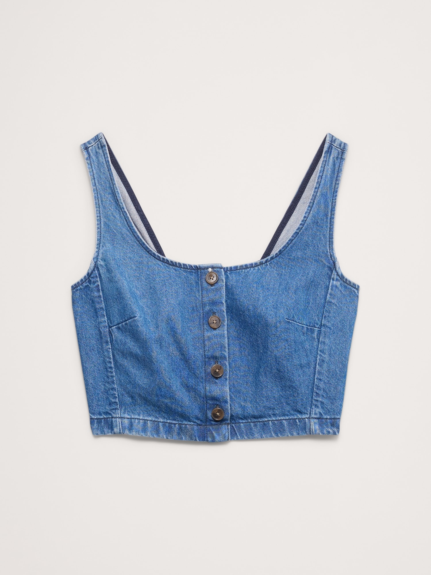 Denim Square-Neck Cropped Tank