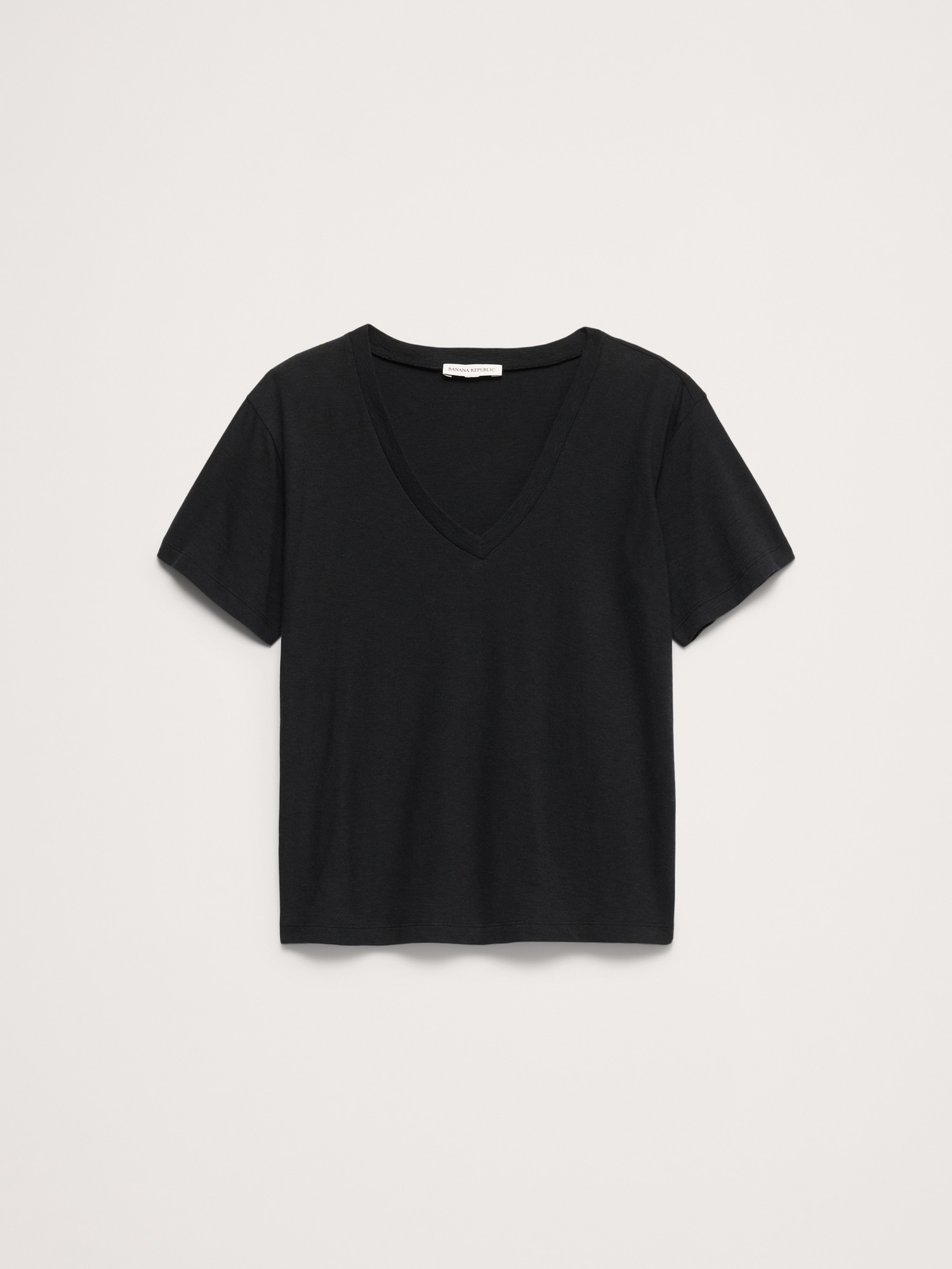 Cotton Slub Boyfriend V-Neck T-Shirt