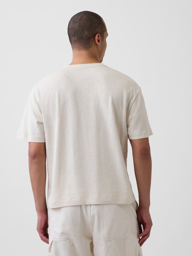 コットンリネン オーバーサイズ クロップドTシャツ-2