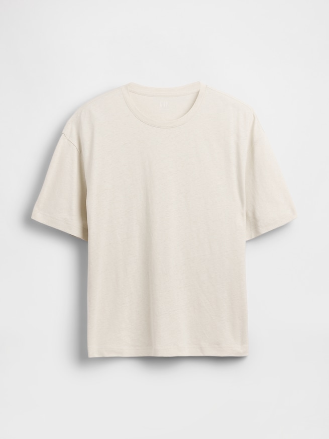 コットンリネン オーバーサイズ クロップドTシャツ-4