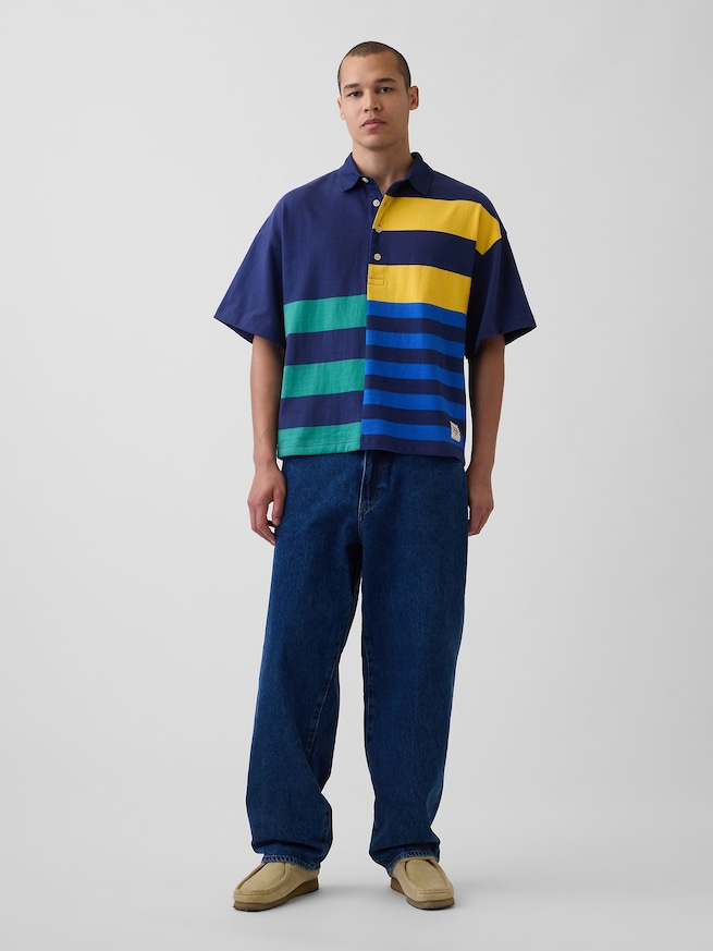 Gap &times; Sean Wotherspoon オーバーサイズ ミックスストライプ ボクシーポロシャツ-1