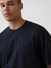 オーバーサイズ クロップド ポケットTシャツ-3