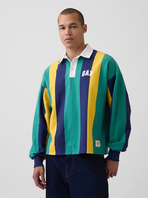 Gap &times; Sean Wotherspoon オーバーサイズ ストライプポロシャツ