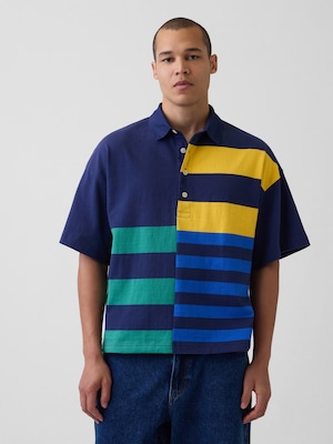 Gap &times; Sean Wotherspoon オーバーサイズ ミックスストライプ ボクシーポロシャツ
