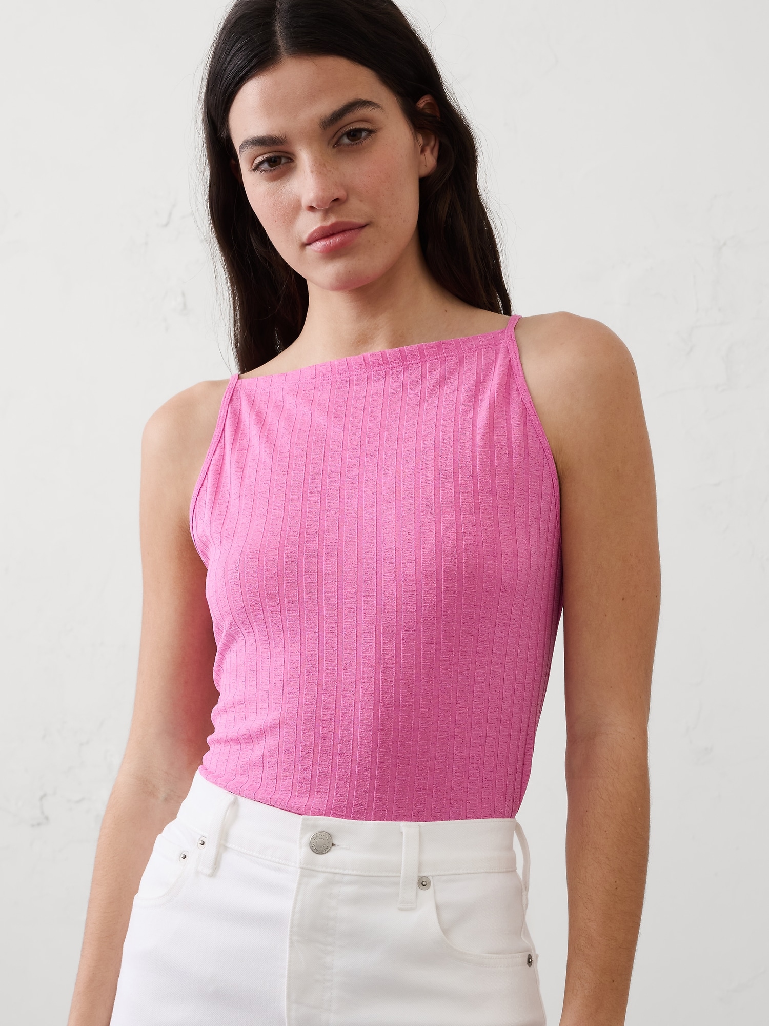Ribbed High-Neck Top