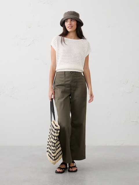 Straight High-Rise Twill Utility Pant