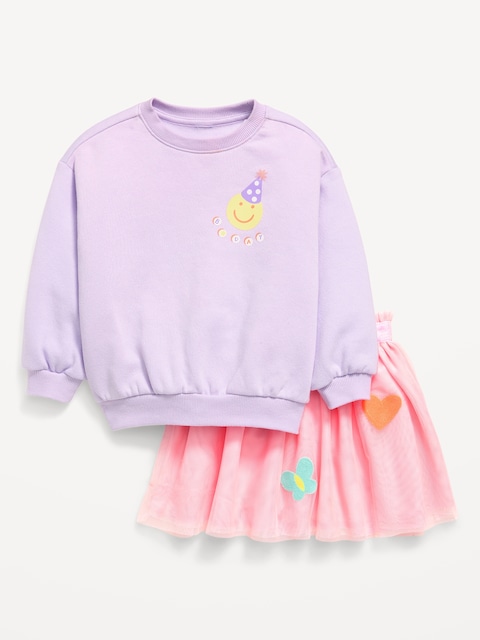 Embroidered Sweatshirt & Tutu Skirt Set for Toddler Girls