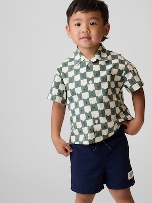 オーガニックコットン ポプリン プリントシャツ (幼児・ベビー)
