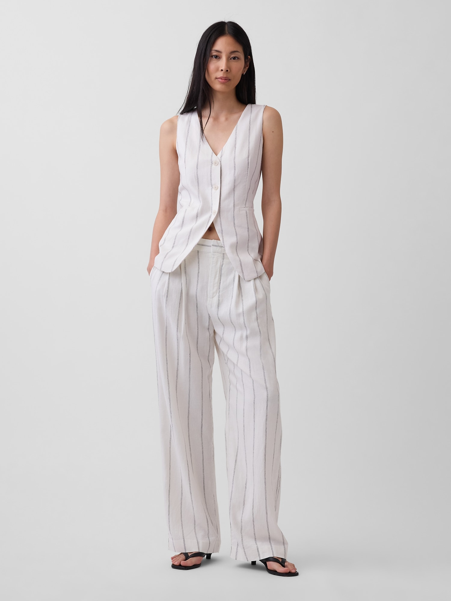 365 High Rise Linen-Blend Trousers