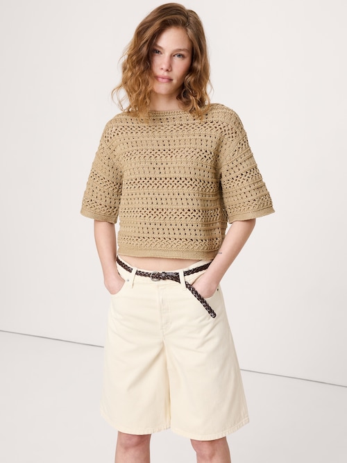 コットン クロシェ ニット Tシャツ