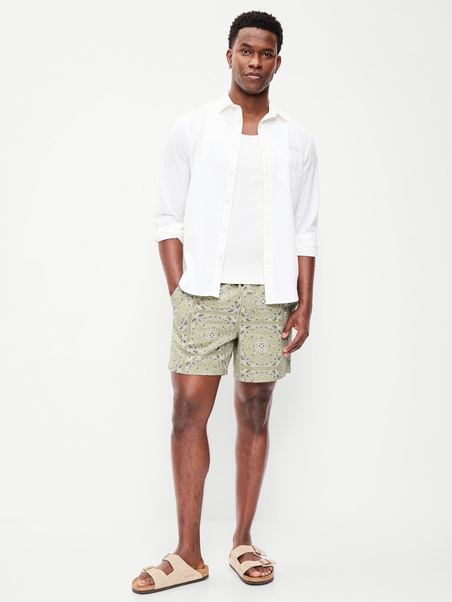 Linen-Blend Jogger Shorts -- 5-inch inseam
