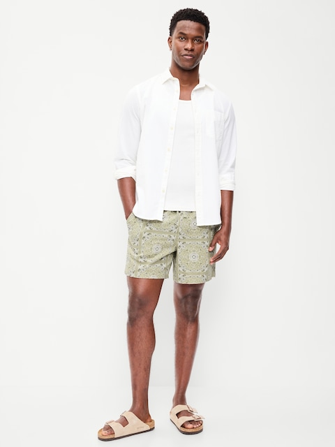 Linen-Blend Jogger Shorts -- 5-inch inseam