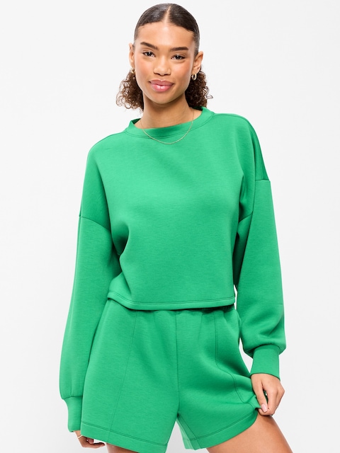 Bounce Fleece Crew-Neck Cropped Sweatshirt