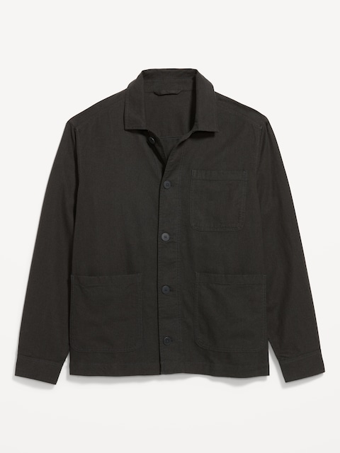 Linen-Blend Chore Jacket