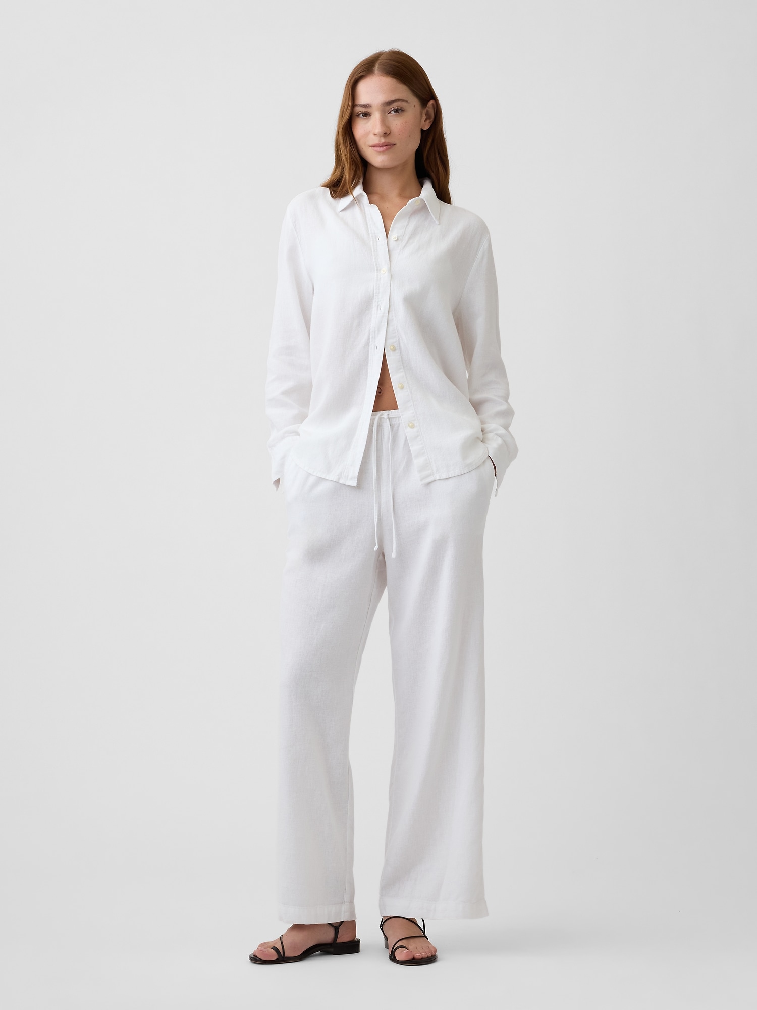 Relaxed Linen-Blend Wide-Leg Pants