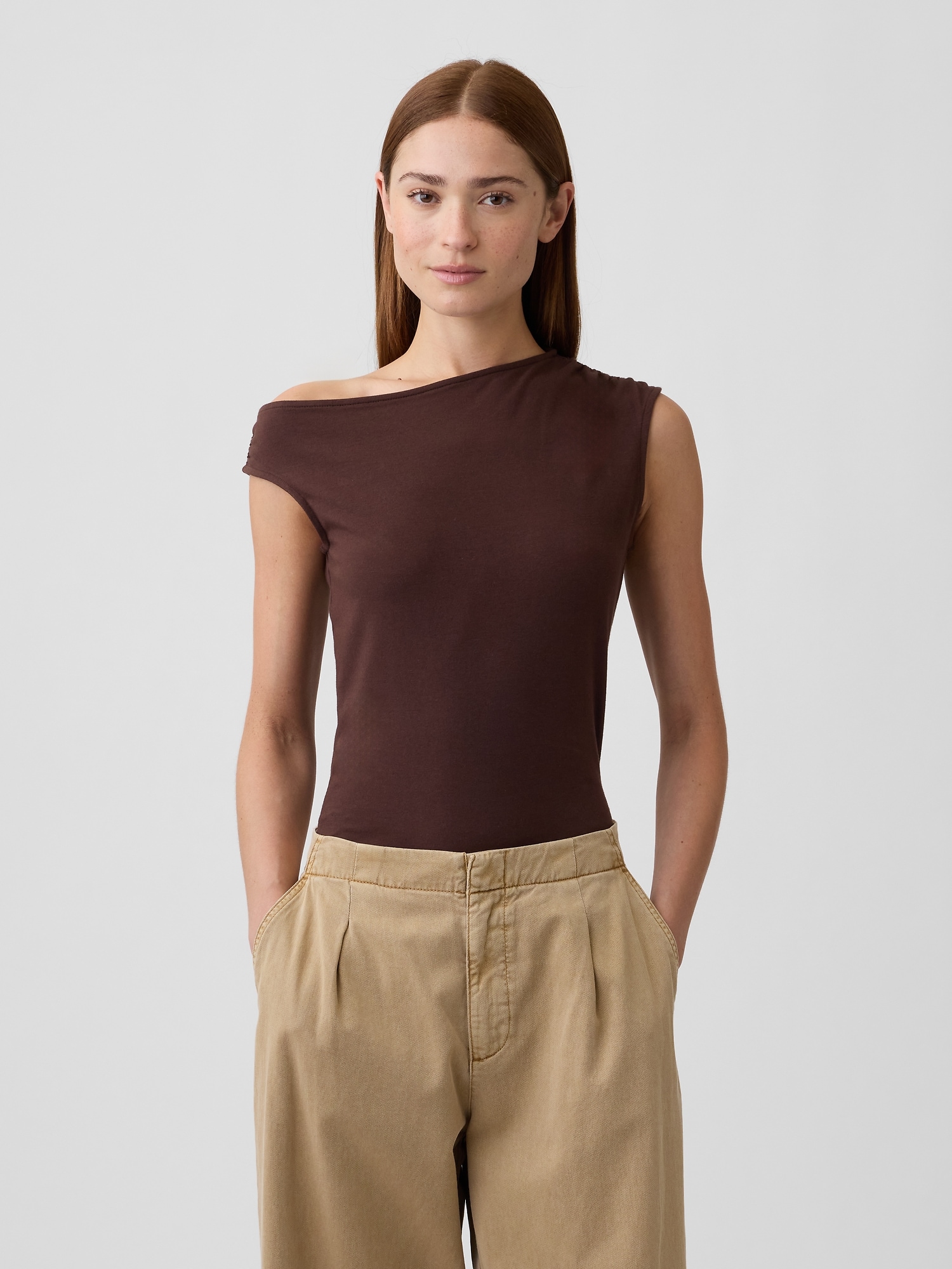 Stretch Jersey Off-Shoulder Top