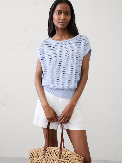 Open Stitch Dolman-Sleeve Sweater