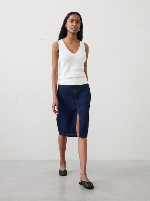 CAMISOLE EN TRICOT DE COTON ET RAMIE EN TRICOT AJOURÉ