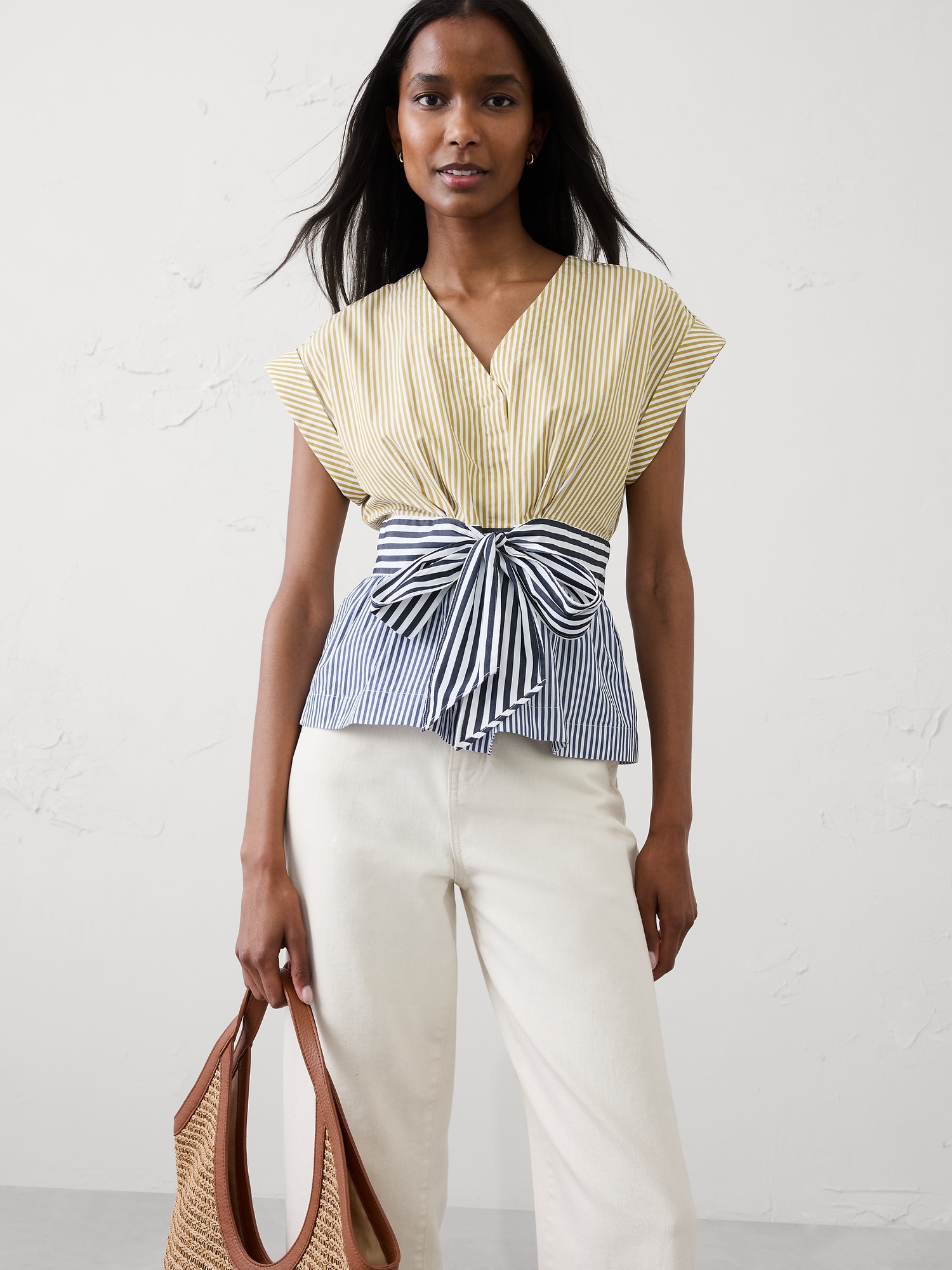 Poplin Tie-Front Top