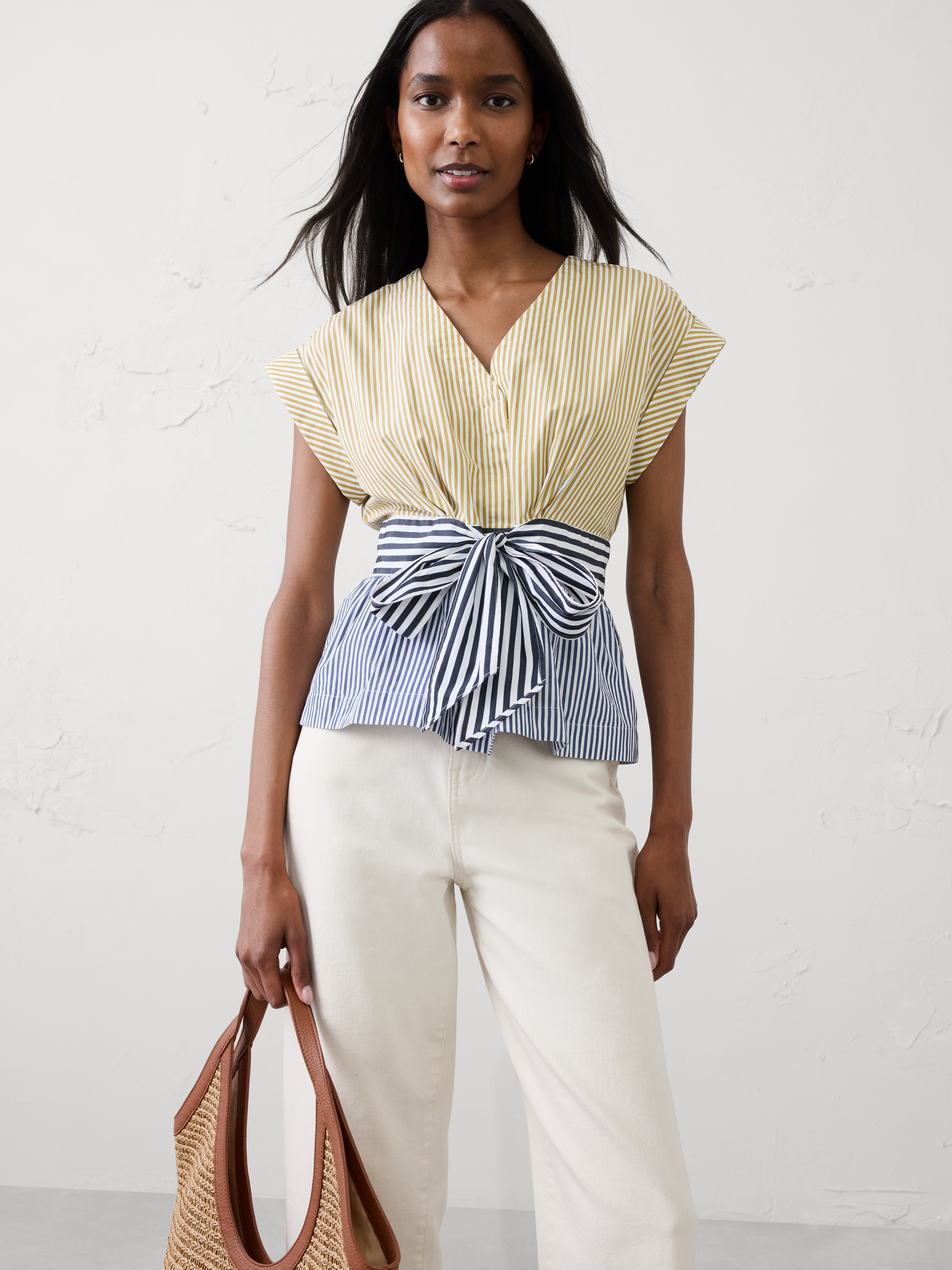 Poplin Tie-Front Top | Banana Republic Factory