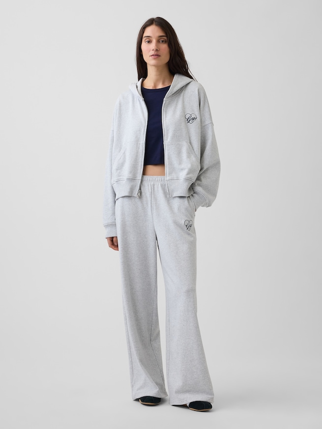 フレンチテリー オーバーサイズ GAPハートロゴ ジップアップパーカー-1