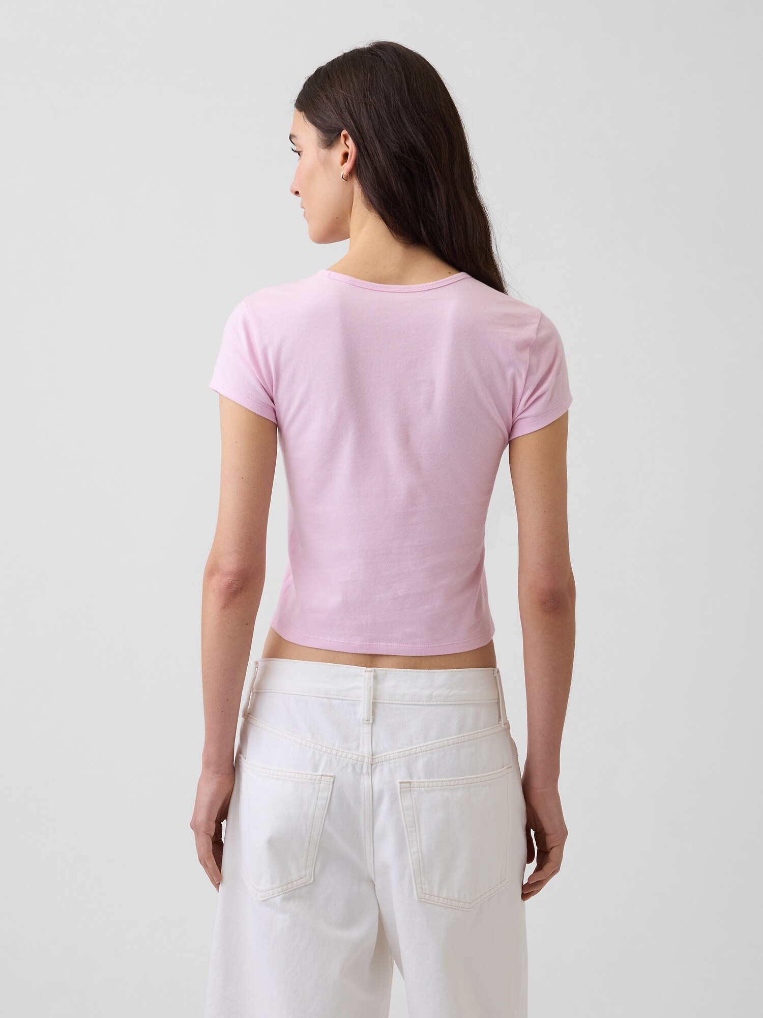 コットン ジャージー フィット クロップド グラフィックTシャツ-2