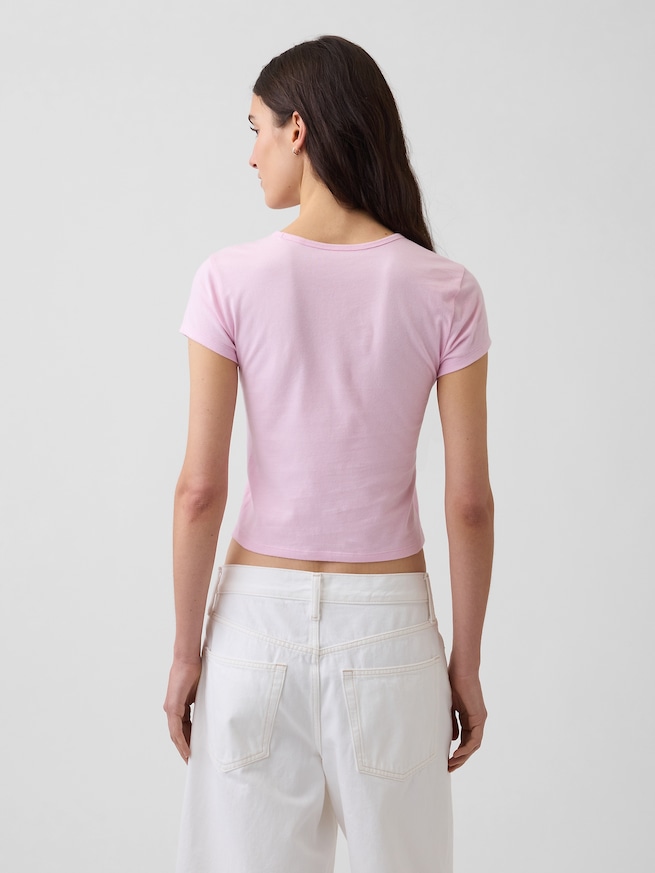 コットン ジャージー フィット クロップド グラフィックTシャツ-2