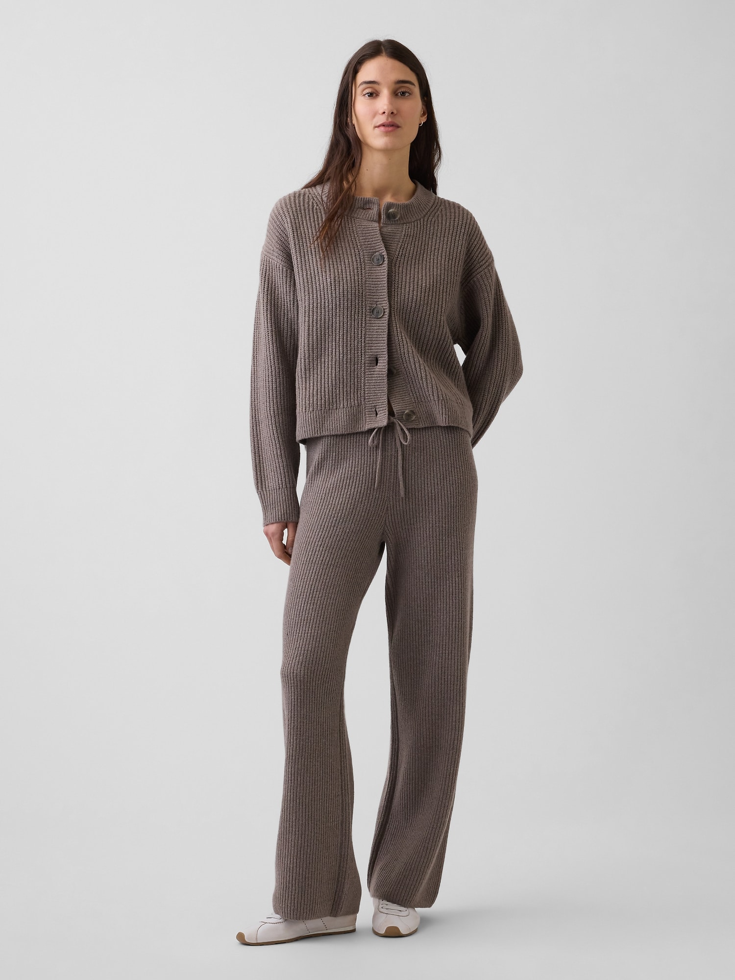 CashSoft Shaker-Stitch Sweater Pants