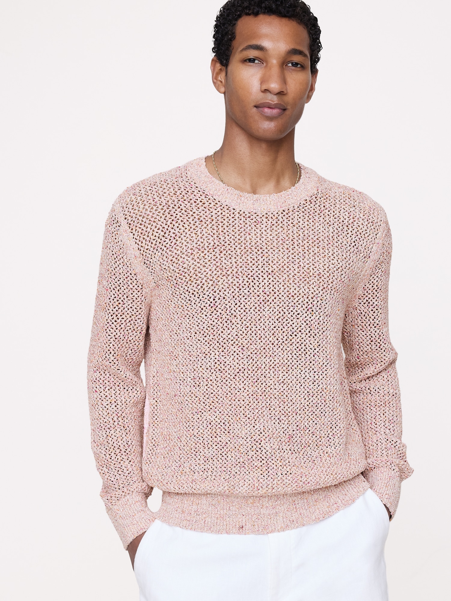 Bouclé Cotton-Blend Crew-Neck Sweater
