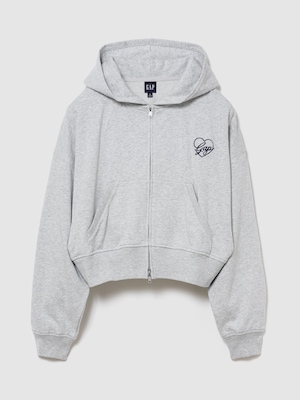 フレンチテリー オーバーサイズ GAPハートロゴ ジップアップパーカー