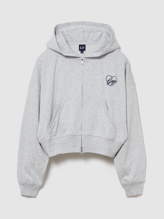 フレンチテリー オーバーサイズ GAPハートロゴ ジップアップパーカー-0