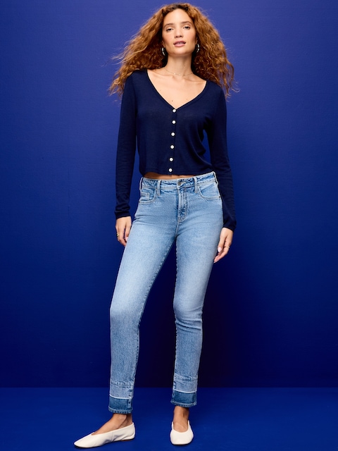 High-Waisted Vintage Slim Jeans
